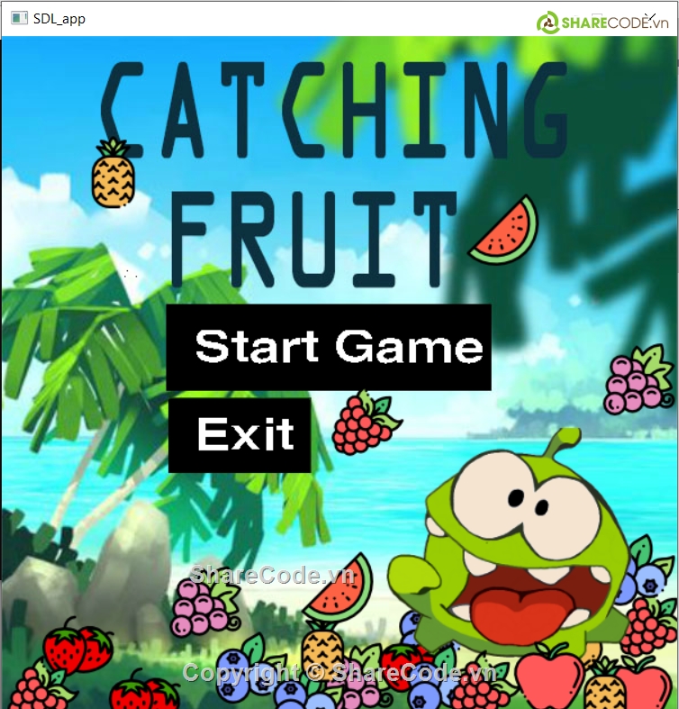 Source code game,catch fruits,game c++,ếch hứng quả C++